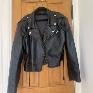 Faux Leather Black Moto Jacket - Women's